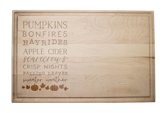 17&#x22; Autumn Things Maple Cutting Board